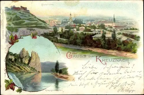 Litho Bad Kreuznach in Rheinland Pfalz, Panorama, Rheingrafenstein