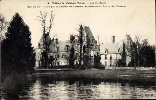 Ak Marchais Aisne, Château, Vue du Canal