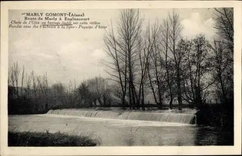 Ak Marly Gomont Aisne, Chute de l'Oise au barrage, Am Wehr