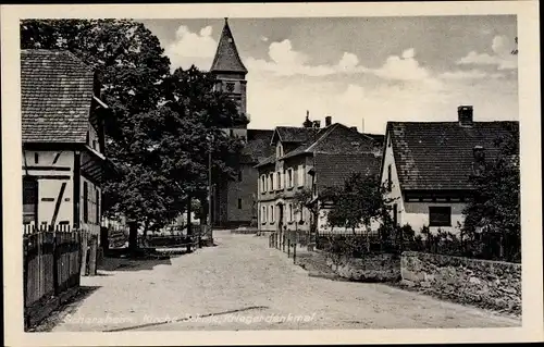 Ak Scherzheim Lichtenau, Kirche, Schule, Kriegerdenkmal