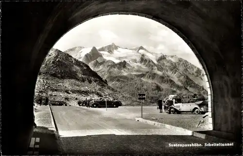 Ak Kanton Uri, Sustenpasshöhe, Scheiteltunnel, Gebirge, Autos