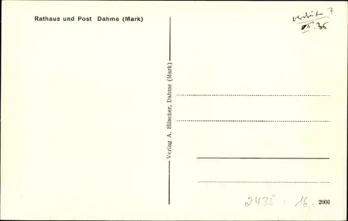 Ak Dahme in der Mark, Rathaus und Post