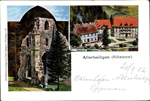 Künstler Ak Zorn, L., Allerheiligen Oppenau im Schwarzwald, Kirchenruine, Kurhäuser