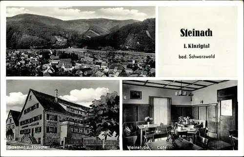 Ak Steinach im Schwarzwald, Gasthof zur Flasche, Weinstube, Cafe, Panorama