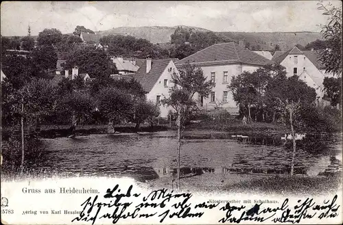 Ak Heidenheim Mittelfranken, Klosterweiher mit Schule