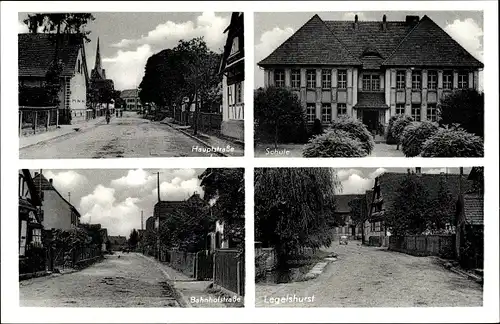 Ak Legelshurst Willstätt, Hauptstraße, Bahnhofstraße, Schule, Gasthaus zum Hirsch