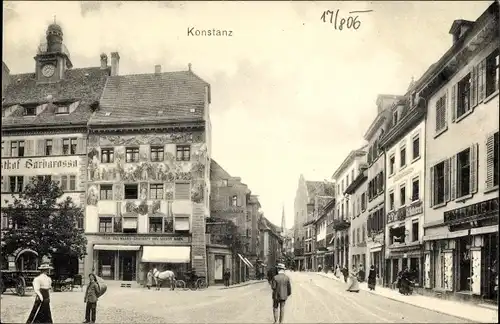 Ak Konstanz am Bodensee, Straßenpartie, Gasthof Barbarossa