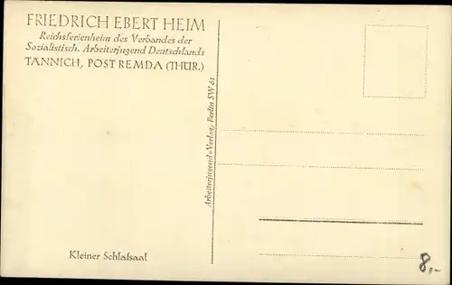 Ak Tännich Remda Teichel in Thüringen, Friedrich Ebert Heim, Kleiner Schlafsaal