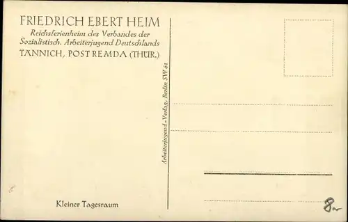 Ak Tännich Remda Teichel in Thüringen, Friedrich Ebert Heim, Kleiner Tagesraum