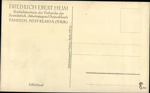 Ak Tännich Remda Teichel in Thüringen, Friedrich Ebert Heim, Schlafsaal