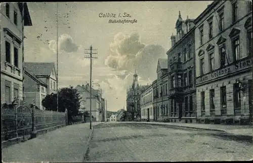 Ak Colditz in Sachsen, Bahnhofstraße, Zum Goldnen Stern