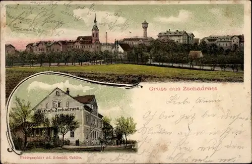 Ak Zschadraß Zschadrass Colditz in Sachsen, Panorama, Wasserturm, Gasthof