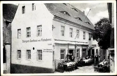 Ak Königstein an der Elbe Sächsische Schweiz, Schrägers Gasthaus mit Fleischerei