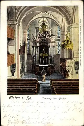 Ak Elstra in der Oberlausitz Sachsen, Kirche, Innenansicht