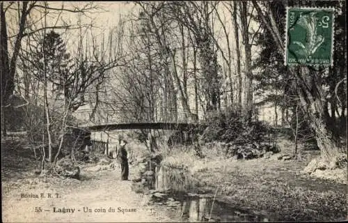 Ak Lagny Seine et Marne, Un coin du Square