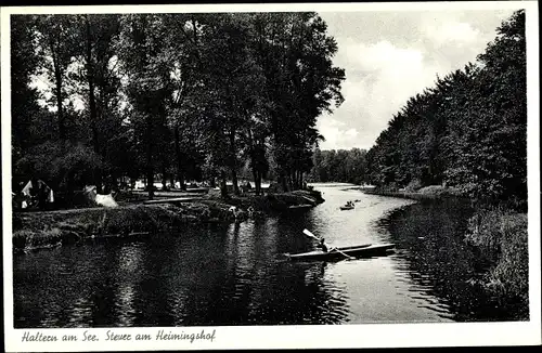 Ak Haltern am See Westfalen, Stever am Heimingshof, Ruderpartie