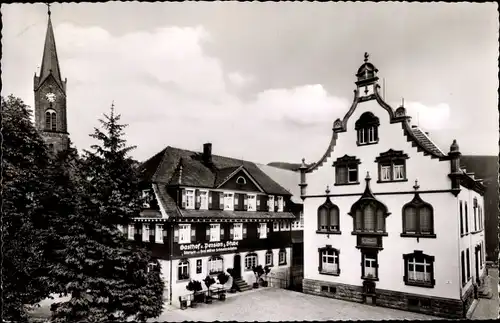 Ak Oberharmersbach Schwarzwald, Gasthof und Pension zur Stube, zum Sternen, drei wilde Schweinsköpfe