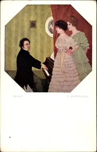 Künstler Ak Widlicka, L., Österr. Komponist Franz Schubert, Frauen