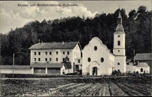 Ak Halbmeile Deggendorf im Bayerischen Wald Niederbayern, Kloster und Wallfahrtskirche