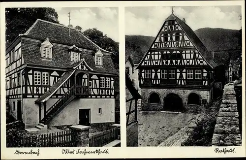 Ak Dörrenbach in Rheinland Pfalz, altes Fachwerkhaus, Rathaus