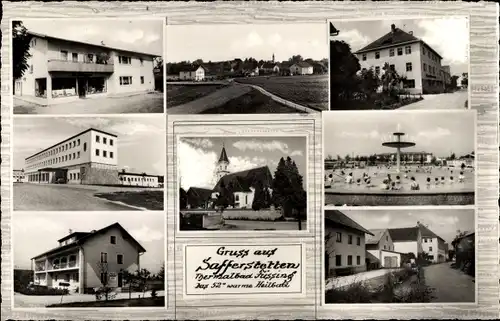 Ak Safferstetten Bad Füssing in Niederbayern, Thermalbad, Kirche, Kaufhaus und Pension