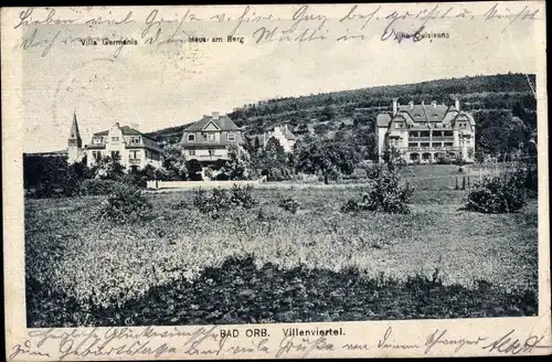 Ak Bad Orb in Hessen, Villenviertel, Villa Germania, Haus am Berg, Villa Quisisana