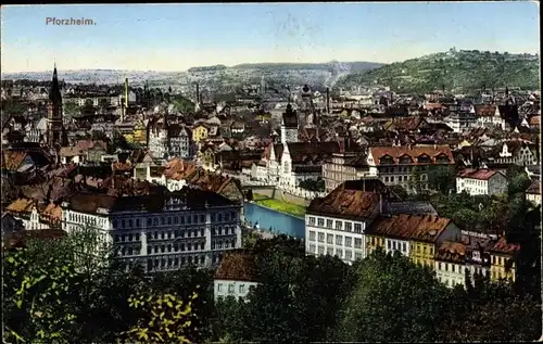 Ak Pforzheim im Schwarzwald Baden Württemberg, Totalansicht der Stadt