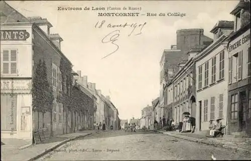 Ak Montcornet Aisne, Rue du Collège