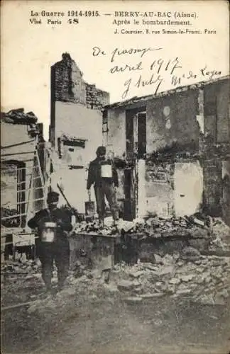 Ak Berry au Bac Aisne, Aprés le bombardement, Guerre 1914-15