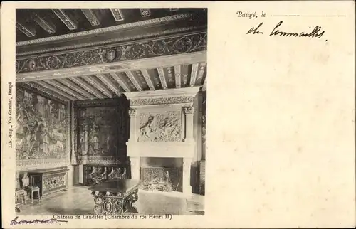 Ak Baugé Maine et Loire, Château de Landiter, Chambre du roi Henri II