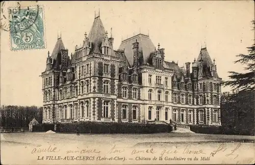 Ak La Ville aux Clercs Loir et Cher, Chateau de la Gaudinière vu du Midi