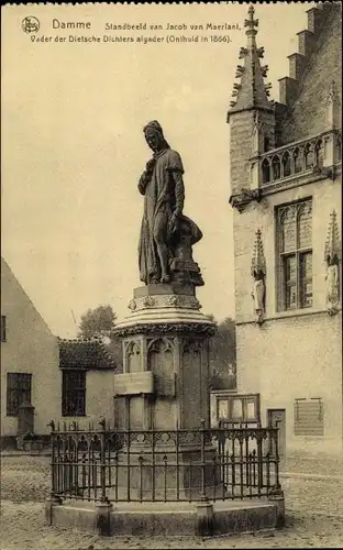 Ak Damme Westflandern, Standbeeld van Jacob von Maerlant