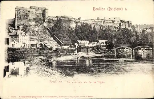 Ak Bouillon Wallonien Luxemburg, Le Chateau vu de la Digue