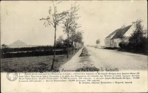 Ak Waterloo Wallonisch Brabant, Panorama du champ de bataille