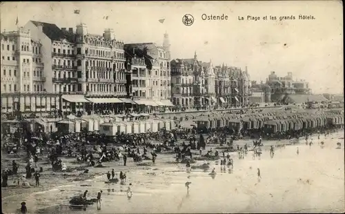 Ak Oostende Ostende Westflandern, La Plage, Les Grands Hotels