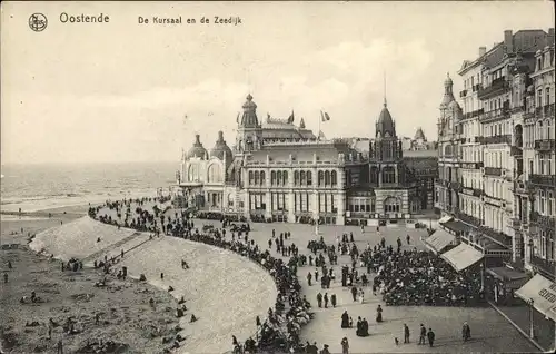 Ak Oostende Ostende Westflandern, De Kursaal en de Zeedijk