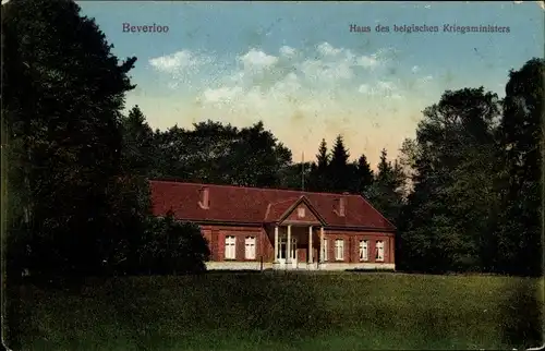 Ak Beverloo Beverlo Beringen Flandern Limburg, Haus des belgischen Kriegsministers