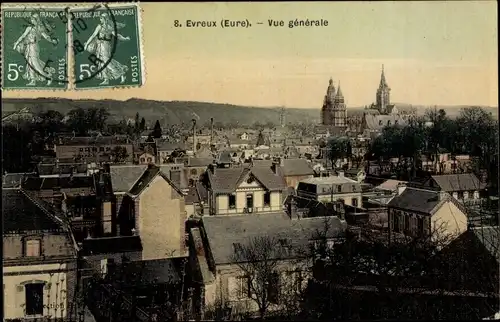 Ak Evreux Eure, Vue generale