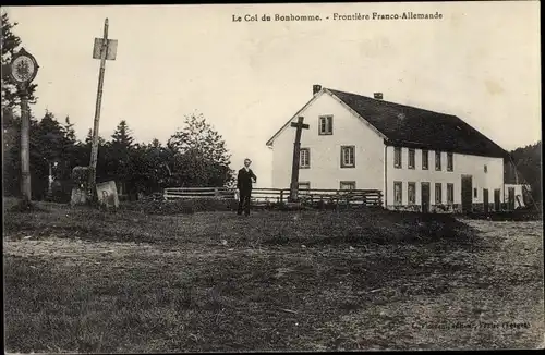 Ak Vosges Frankreich, Le Col du Bonhomme, Frontiere Franco-Allemande