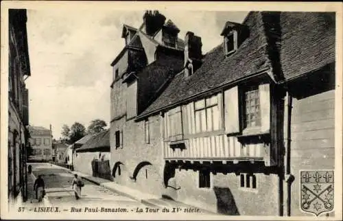 Ak Lisieux Calvados, Rue Paul Banaston, La Tour, Wappen