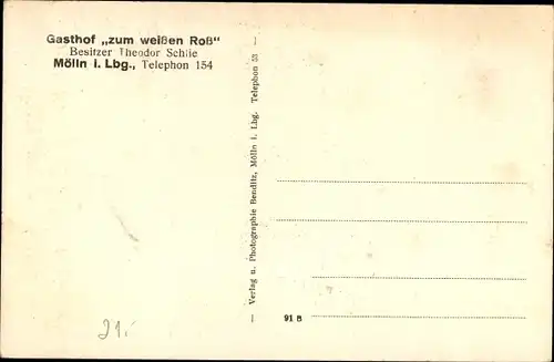 Ak Mölln im Herzogtum Lauenburg, Gasthof zum weißen Ross