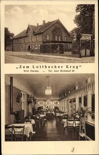 Ak Hamburg Wandsbek Bergstedt Lottbek, Gasthaus Zum Lottbecker Krug, Innenansicht