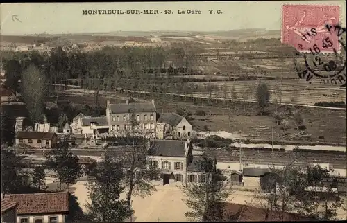 Ak Montreuil sur Mer Pas de Calais, La Gare