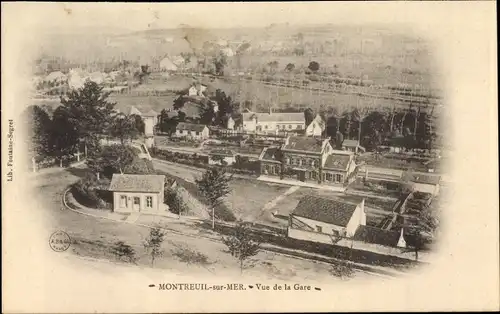Ak Montreuil sur Mer Pas de Calais, Vue de la Gare