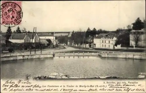 Ak Marly le Roi Yvelines, Les Fontaines et le Viaduc