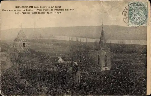 Ak Mousseaux sur Seine Yvelines, Vue Prise de l'ancien clocher