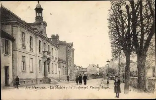 Ak Les Mureaux Yvelines, La Mairie, Le Boulevard Victor Hugo