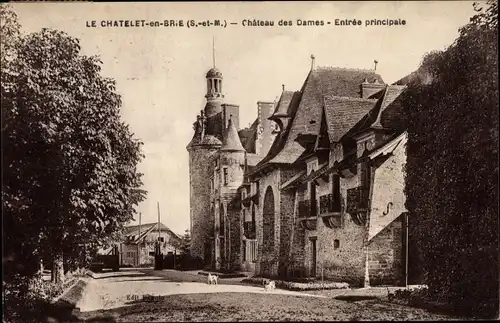 Ak Le Chatelet en Brie Seine et Marne, Chateau des Dames, Entree principale