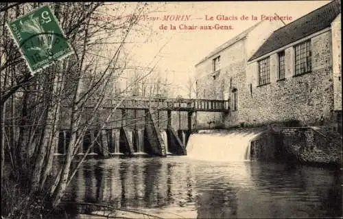 Ak Jouy sur Morin Seine et Marne, Le Glacis de la Papeterie de la Chair aux Gens