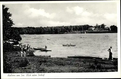 Ak Haltern am See, Blick zum Seehof, Ruderboote, Badende